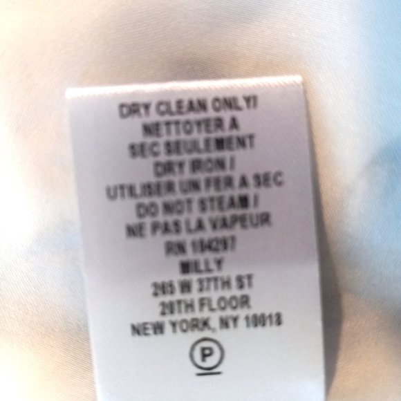 Milly Silk Dress Sz 14 NWT Blouson Tank Strappy Mini White Blue Floral Print - Picture 13 of 15